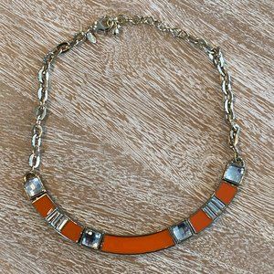 Orange and rhinestone statement necklace